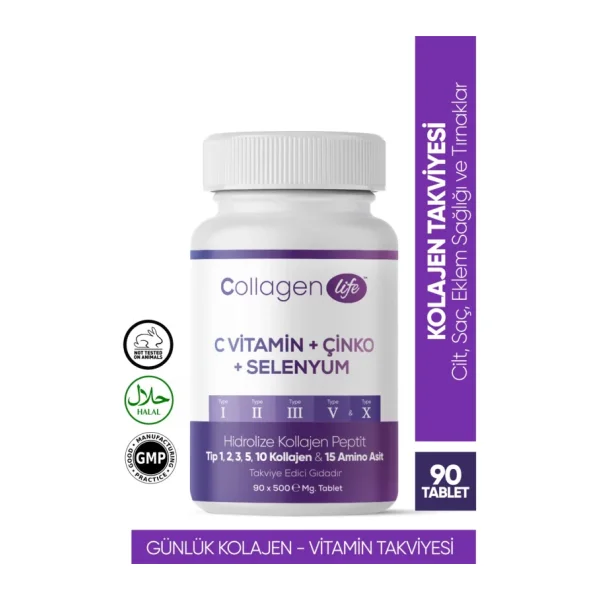 Collagen Life Pro C Vitamin Çinko Selenyum 500 mg 90 Tablet