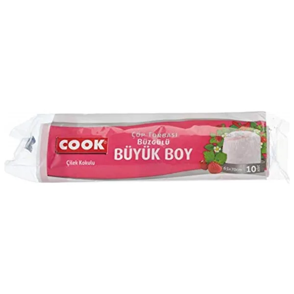 Cook Çilek Kokulu Büzgülü Büyük Boy Çöp Poşeti 10'lu