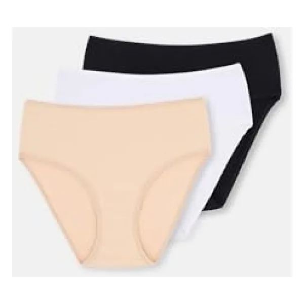Dagi Kadın 5104Kc Yüksek Bel Slip 3'lü, Pamuk, Siyah/ Beyaz/ Ten, 42