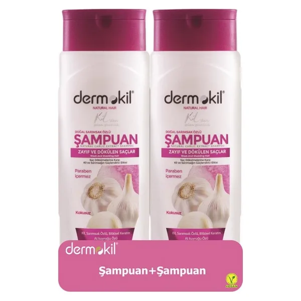 Dermokil Vegan Doğal Sarımsak Özlü 400 ml 2 Adet Şampuan
