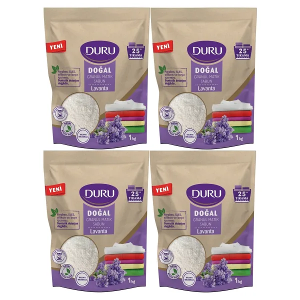 Duru Doğal Granül Matik Sabun Tozu Lavanta 4 kg 4 paket