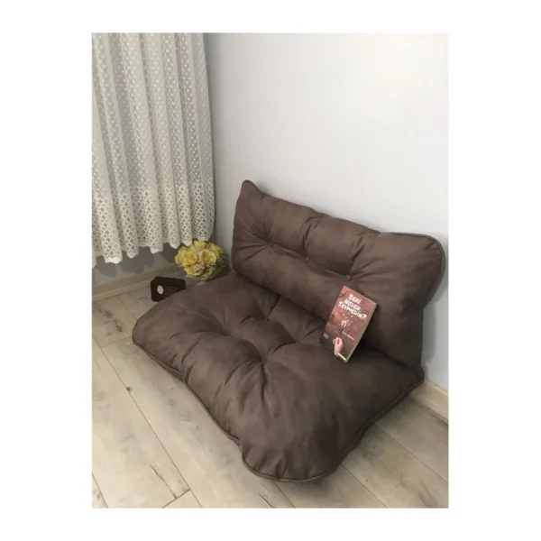 EKS Ticaret Lavinia Puf Petek Önü Palet Yer Minderi Ikili Takım Kahverengi