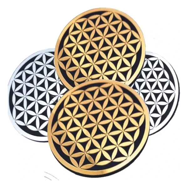 GİZEM SHOP Yaşam Çiçeği Kutsal Geometri Desenli Bardak Altlığı 4 Lü Takım