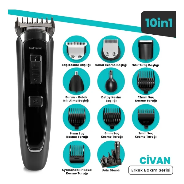 Goldmaster GM-7184 Civan 9 In 1 Erkek Bakım Seti