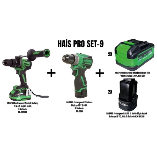 Hais Pro Haispro Set-9 (Darbeli Matkap RB-DB2109+AKÜLÜ Matkap 16V RB-DB16)