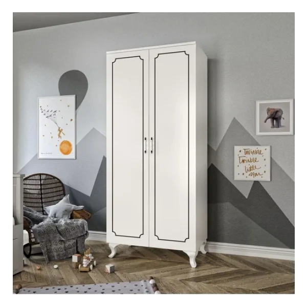 KZNMOB HOME Stil 2 Kapaklı Modern Desenli Gardırop, Elbise Dolabı - Tamamı 1. Kalite Mdf