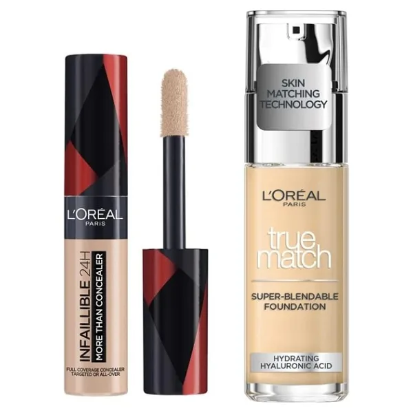 L'Oreal Paris True Match Bakım Yapan Fondöten + Infaillible Tüm Yüze Uygulanabilir Kapatıcı 322 Ivory
