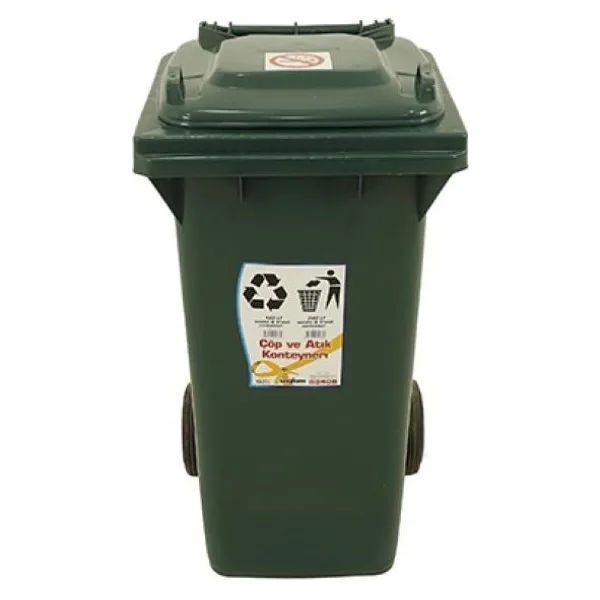 Leva Sağlam Plastik Çöp ve Atık Konteyneri 120 Lt Tekerlekli Eko