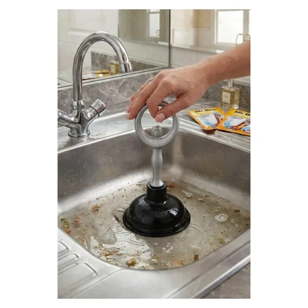 MAİN SHOP 1 Adet Çok Amaçlı Mutfak Banyo Balerin Saplı Vantuz Pompa Tıkanık Lavabo Açıcı Manuel El Vantuzu Siyah Renk M-126