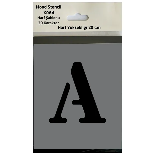 Mood Stencil Harf Boyama Şablonu X064 Harf Yüksekliği 20 cm