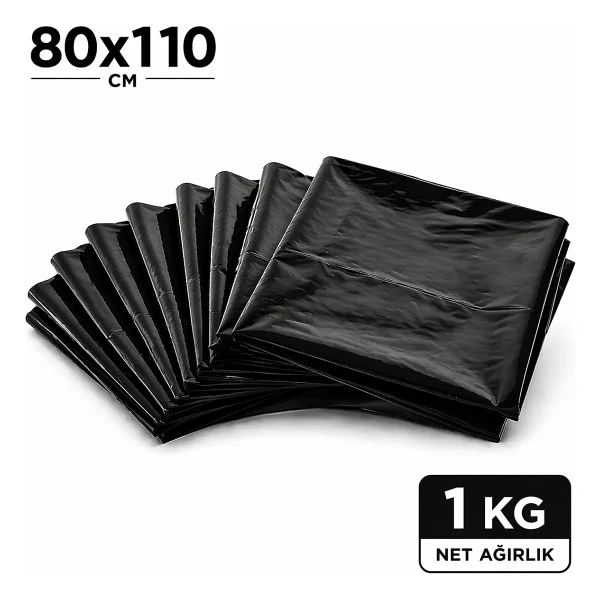 MSE HOLD Siyah Çöp Poşeti 80X110 Kalın 1 kg Dökme Çöp Torbası Battal Boy