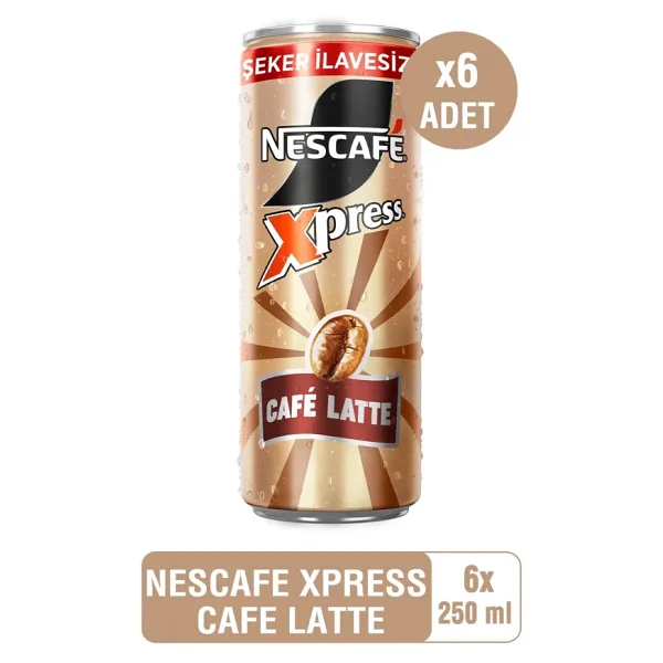 Nescafe NESCAFE XPRESS Cafe Latte Şeker İlavesiz Soğuk Kahve 250ml x6