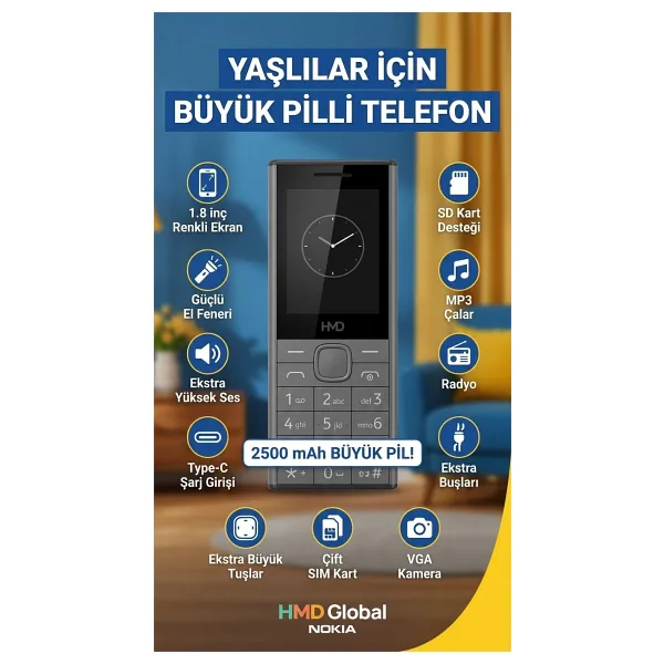 Nokia ( HMD ) Kameralı Tuşlu Telefon - Siyah
