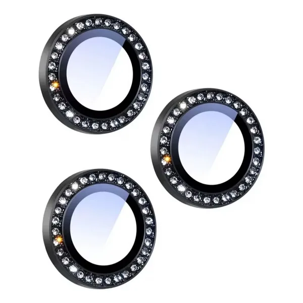 Noppax Samsung Galaxy S25 Fe Uyumlu Taşlı Parlak Kamera Lens Koruyucu Cam ve Çerçeve Kamera Koruma Lensi