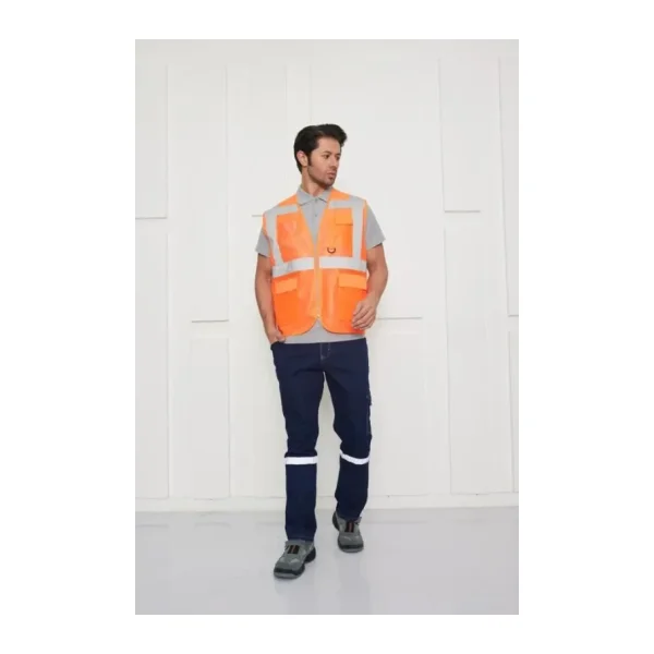 Orange Safety İkaz Yeleği Mühendis Tipi Reflektörlü