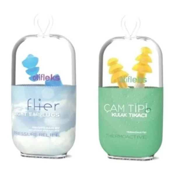 OTİFLEKS Thermo-aktif Çam Tipi Kulak Tıkacı M + Basınç Dengeleyici Uçak Tıkacı L, Şeffaf