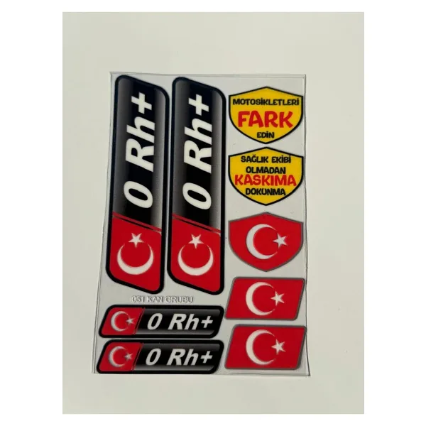 OTO SÜSLEN İSTANBUL Kan Grubu Ve Uyarı Sticer Seti Orh+ Motosiklet ve Araç Uyumlu