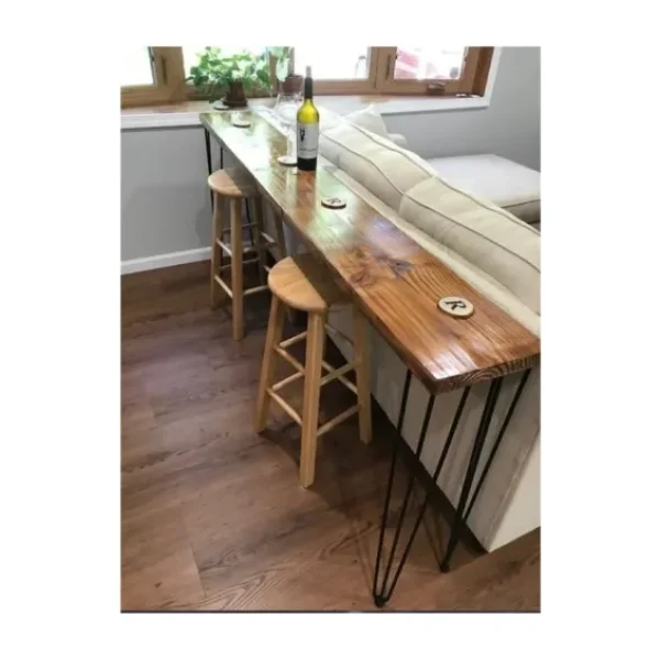 Umutpark Metalmasif Ahşap Çam Panel Mutfak Bar Masası.