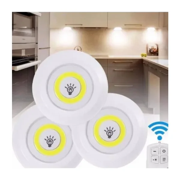 Uzaktan Kumandalı 3 Lü Spot Led Lamba Kablosuz Pilli Işıldak