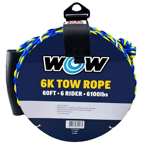 WOW Sports -)Ağır Hizmet RopeWOW Watersports, 11-3020 Dünya, 6 Riders, 60 Ayaklar Çekme Halatı kadar 6100 Köpük Şamandıralar a Yüzer, Molası Gücü Pounds