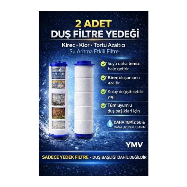YMV 2 Adet Kireç Pas Tortu Arındırıcı Engelleyici Filtre Duş Başlığı Yedek Arıtma Filtresi