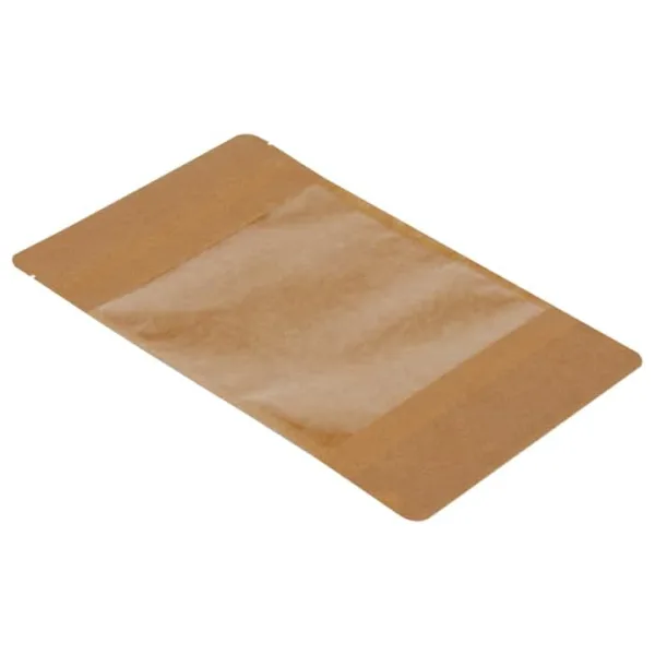 16 Cm X 27 Cm 4 Cm -100 Adet Kraft Geniş Pencereli Doypack