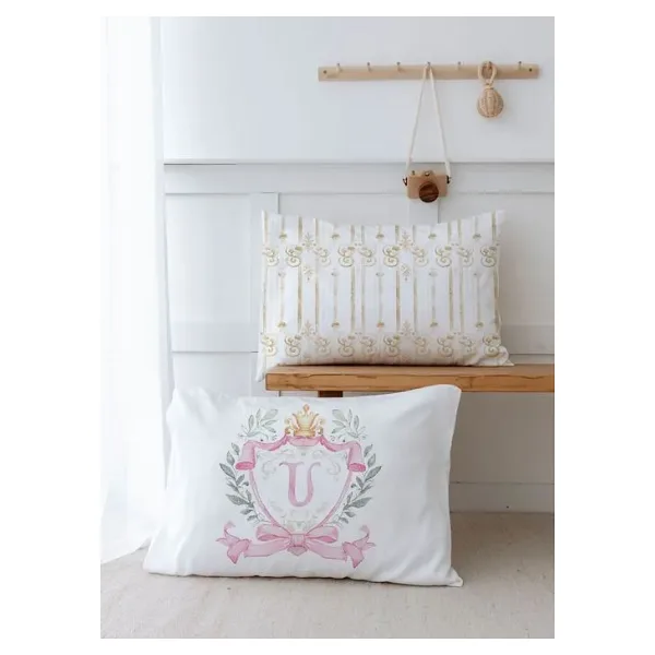 2'li Yastık Kılıfı (50x70) Pink Royal Series - U Harfi