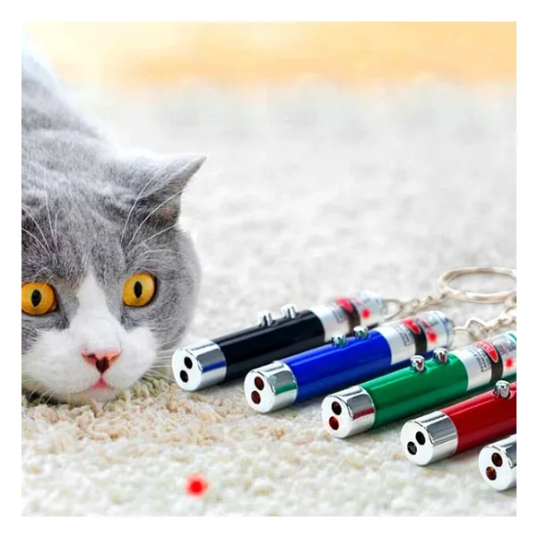 3 Fonksiyonlu Kırmızı Beyaz Işıklı Led Lazer Kedi Köpek Oyuncak Anahtarlık (5224)