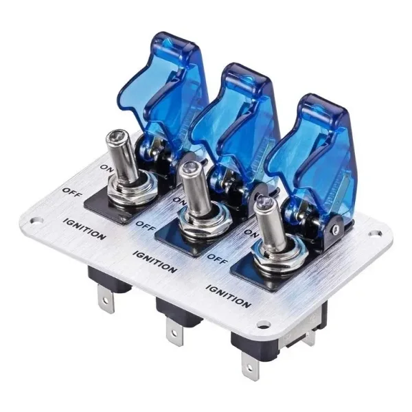 3'lü ON-OFF Toggle Switch Panel - Mavi