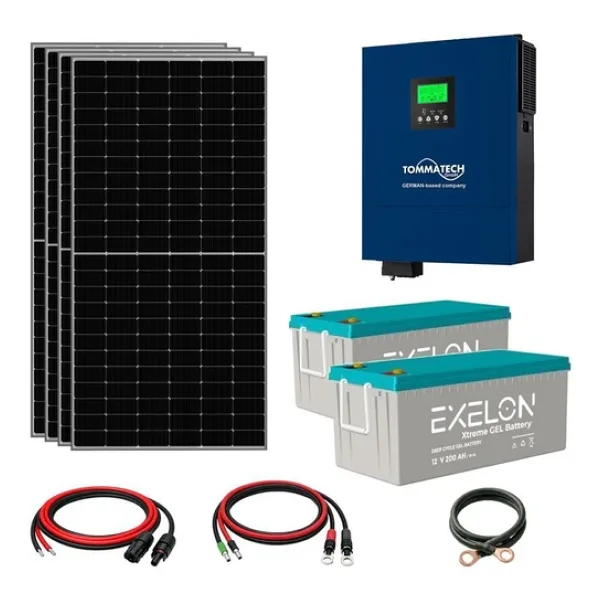 4x600W TopCon Güneş Paneli 4.2KVA İnverter 2x12V 200Ah Jel Akü Hazır Solar Enerji Paketi