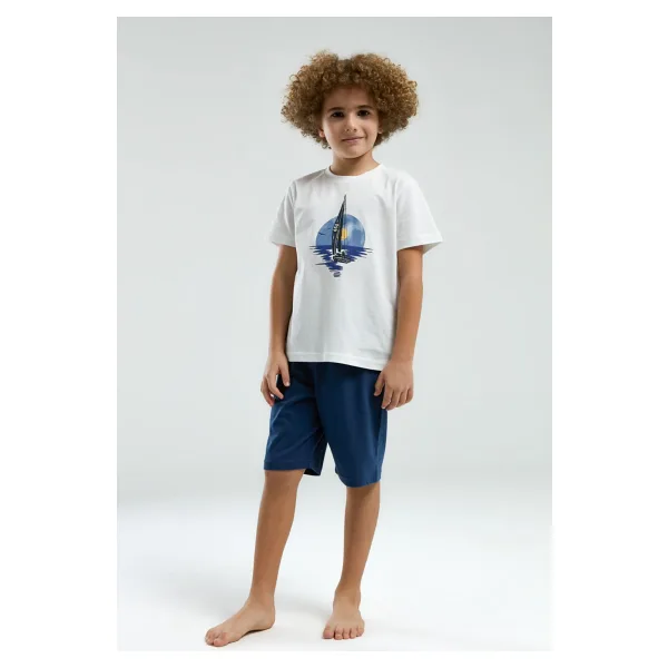 Arnetta 3314C Baba/oğul Ikili Yazlık Pijama Takım - Beyaz - 2 - 3 Yaş