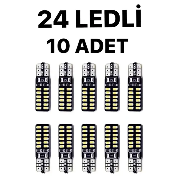 Astraled T10 Led 24 Ledli Metal Ultra Beyaz Park Plaka Tavan Ampulü 10 Adet Uyumlu