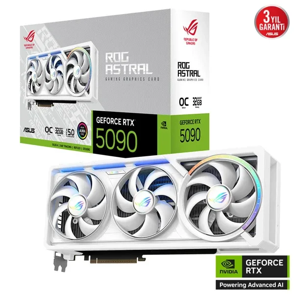 Asus RTX 5090 ROG Astral White OC Edition ROG-ASTRAL-RTX5090-O32G-WHITE 512 Bit GDDR7 32 GB Ekran Kartı