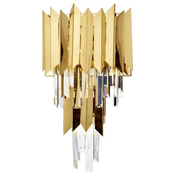 AVONNI AP-60101-S Sarı Kaplama Aplik E14 Metal Kristal 28x15cm