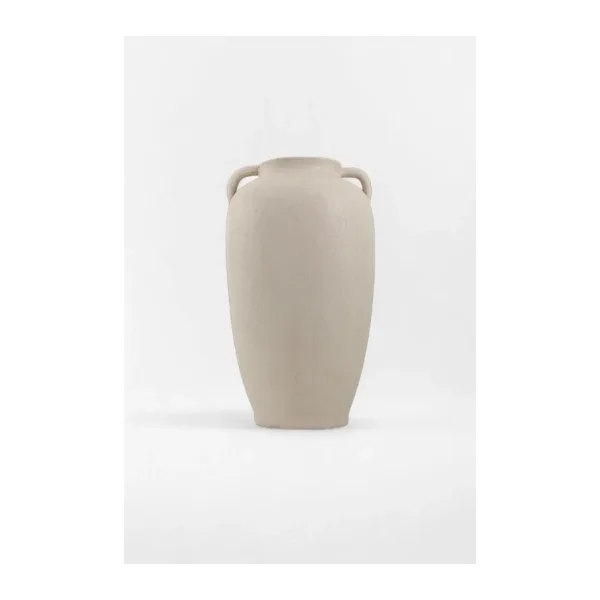 BOHEMORE Noa Bohem Dokulu Oval Seramik Küp Vazo (16x29 Cm) Bej