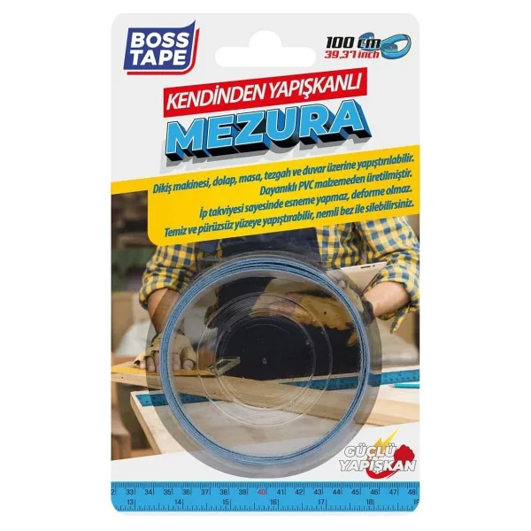 Boss Tape Kendinden Yapışkanlı İp Takviyeli Terzi Metresi - 100cm Mezura