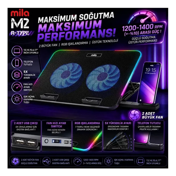 Classone Mila M2 17" Laptop Soğutucu