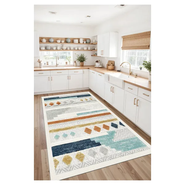 Dally Home Makinede Yıkanabilir Kaymaz Taban Leke Tutmaz Dijital Baskı Mutfak Halısı