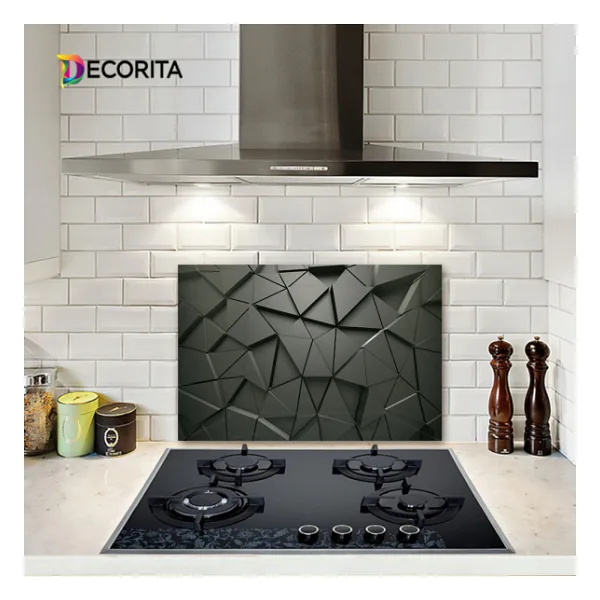 Decorıta Antrasit Kristal Cam Ocak Arkası Koruyucu