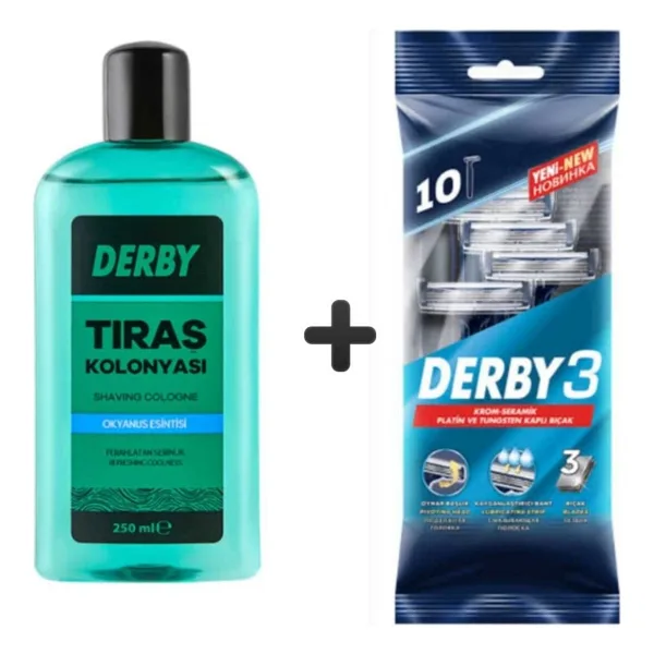 Derby 3 10'Lu Poşet + Tıraş Kolanyası Okyanus Esintisi 250 Ml (Lı Paket)