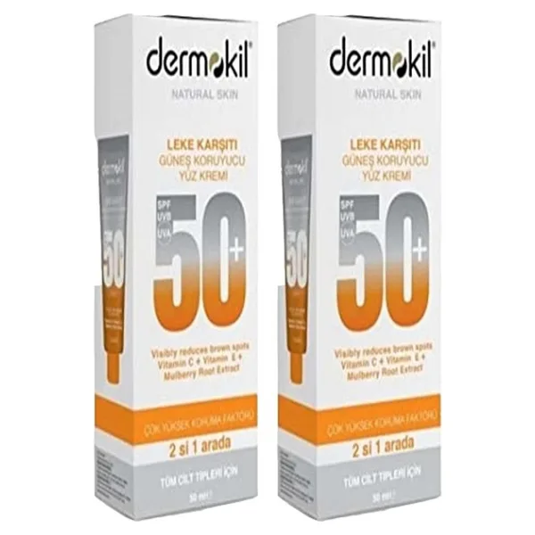 Dermokil Güneş Koruyucu Yüz Kremi Leke Karşıtı 50 Ml X 2 Adet