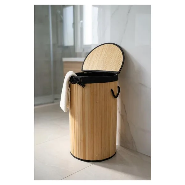 Digithome Yuvarlak Bambu Camasir Sepeti Naturel Cl-6001-08 C1-1-121