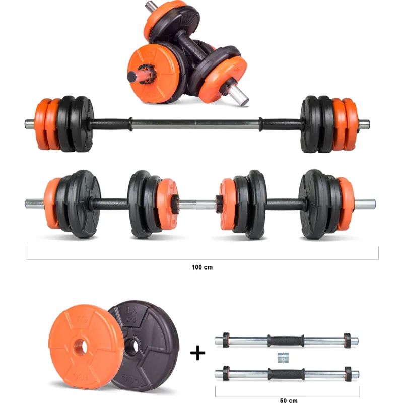 Ecgspor Yıldız Serisi 12 kg Multifonksiyonel Kırmızı Siyah Halter Seti Ve Dambıl Seti