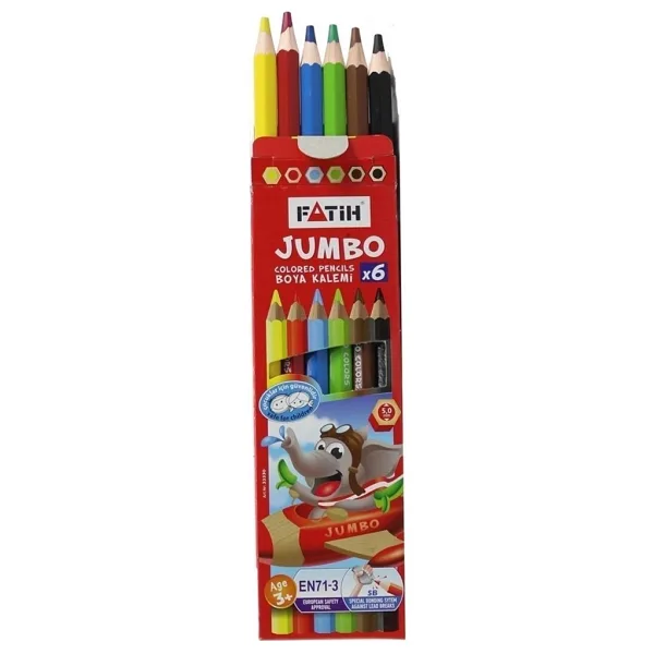 Fatih Tam Boy Üçgen 6'lı Jumbo Kuru Boya Seti