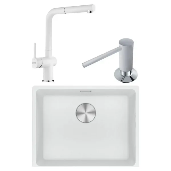 Franke Maris MRG 210/110-52 Granit Eviye + Actıve Plus Doccia Armatür + Sıvı Sabunluk
