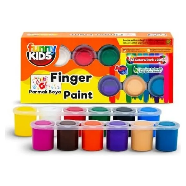 Funny Kids 25 ml 12 Renk Parmak Boyası