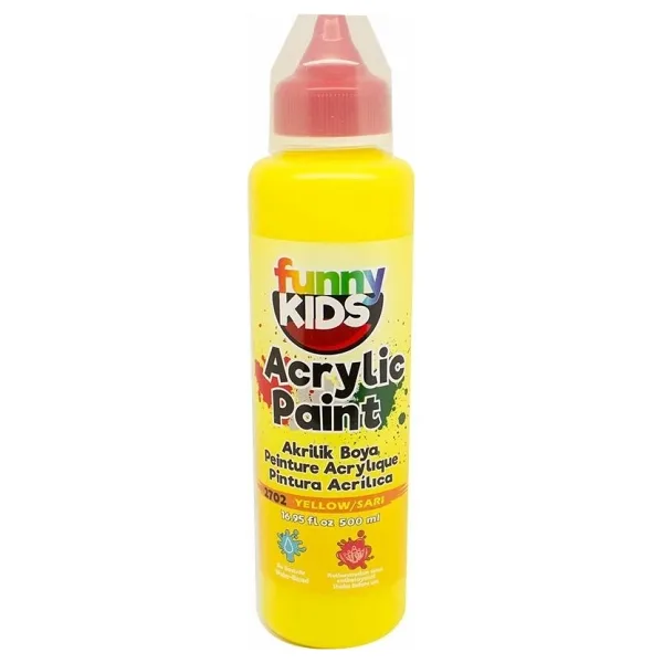 Funny Kids 2702 Sarı Akrilik Boya 500 ml Su Bazlı Yüksek Kaliteli Pigmentler İçeren