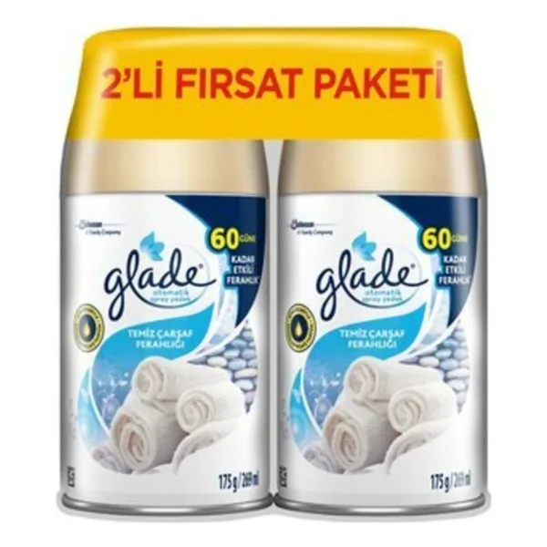 Glade Otomatik Sprey Temiz Çarşaf Ferahlığı 269 ml 2'li Paket Yedek Oda Kokusu