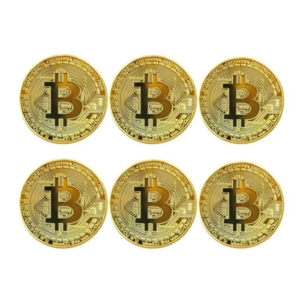 GÜNCELÇARŞI Bitcoin Madeni Hatıra Parası, BTC Altın Rengi Hediye Sikke Para, Kutulu Koleksiyon Parası (6 ADET)