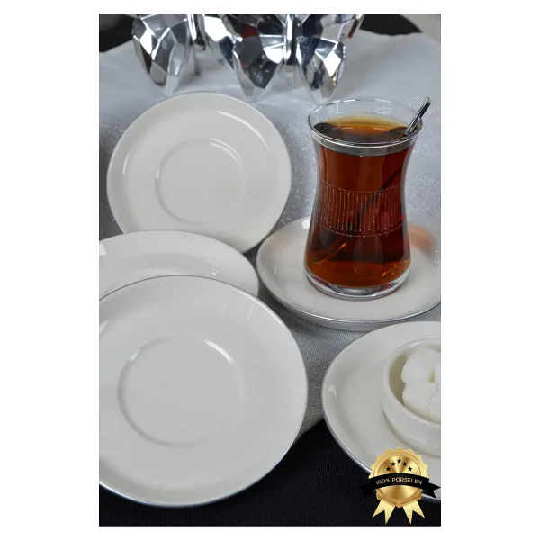 Heda Porselen Rüya Gümüş Yaldızlı 6'lı Porselen Çay Tabağı